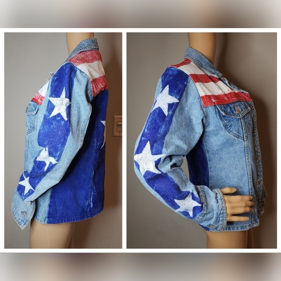 Moda Int'l Star stripes painted denim jacket marvel dr strange size small - Picture 3 of 16